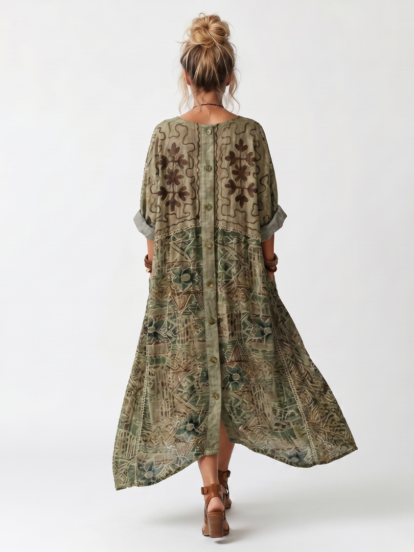 Aleta | Embroidered Pocket Midi Dress