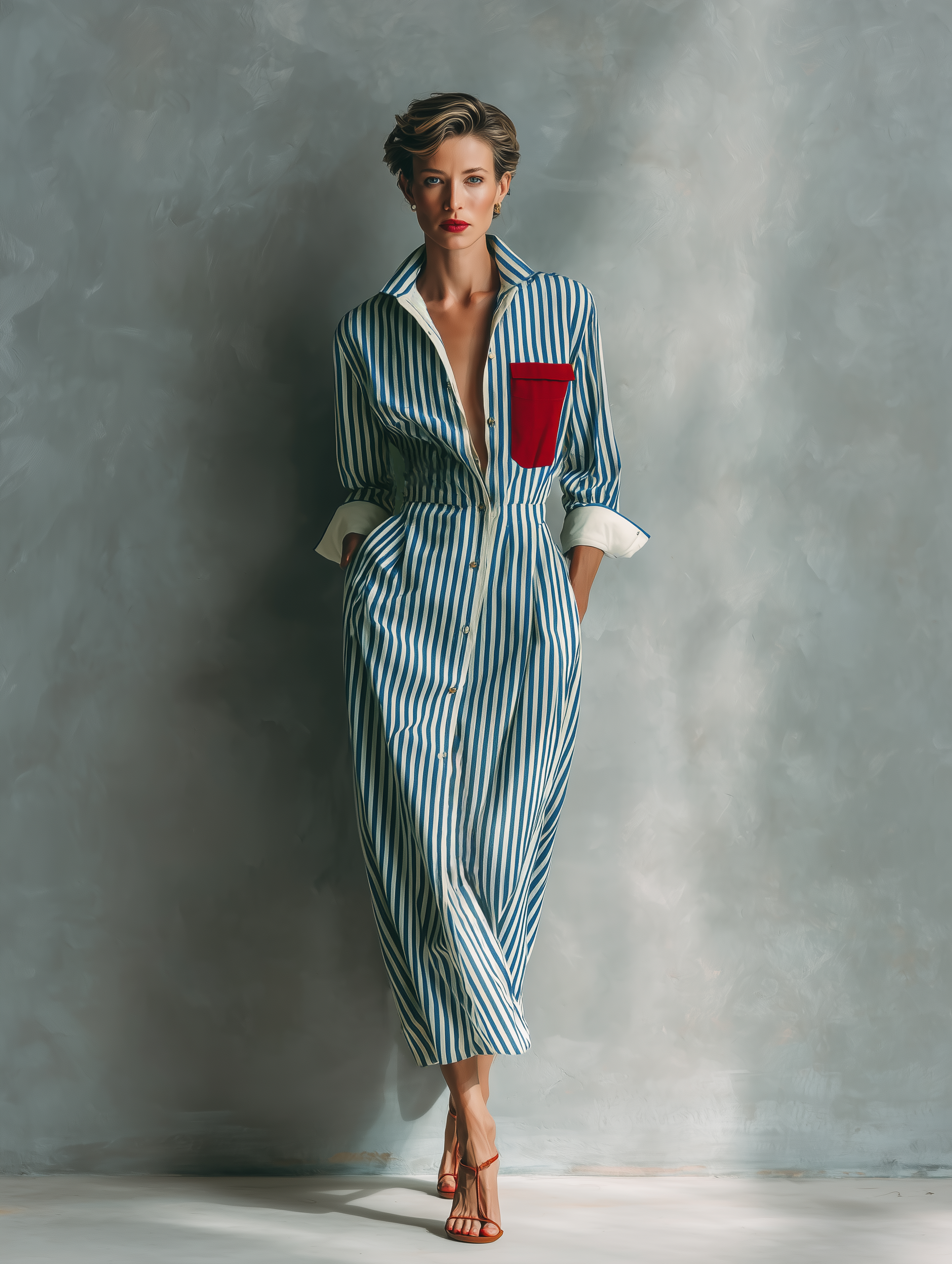 Brielle | Blue Striped Shirt Dress