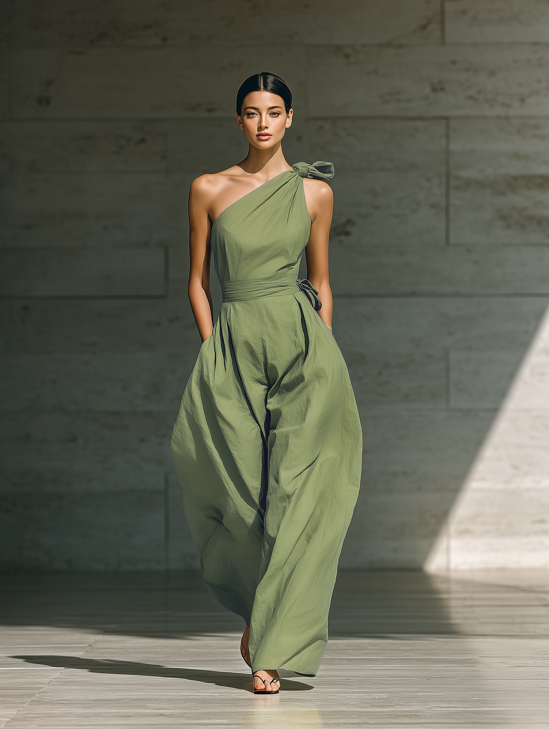 Olive | One-Shoulder Wide-Leg Jumpsuit
