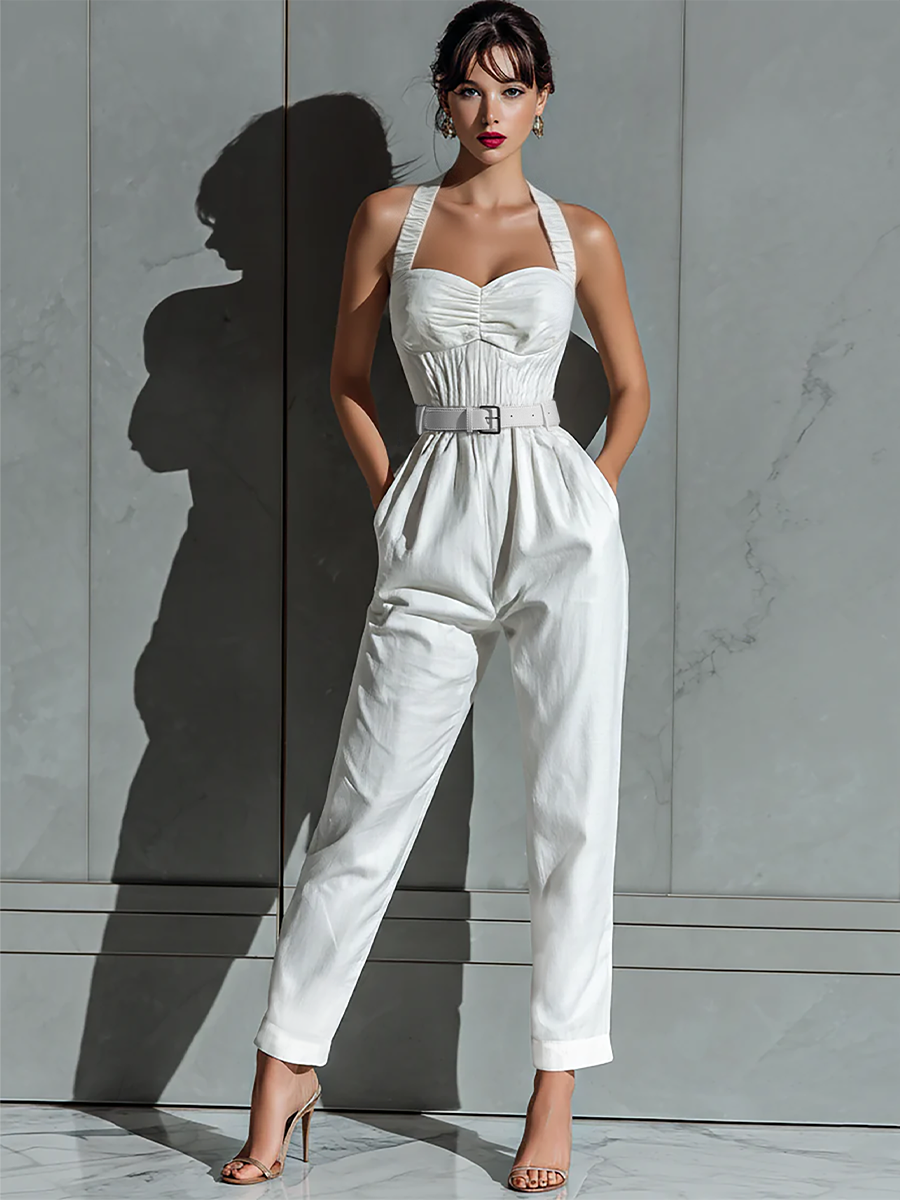 Ivory | Wide-Leg Linen Jumpsuit