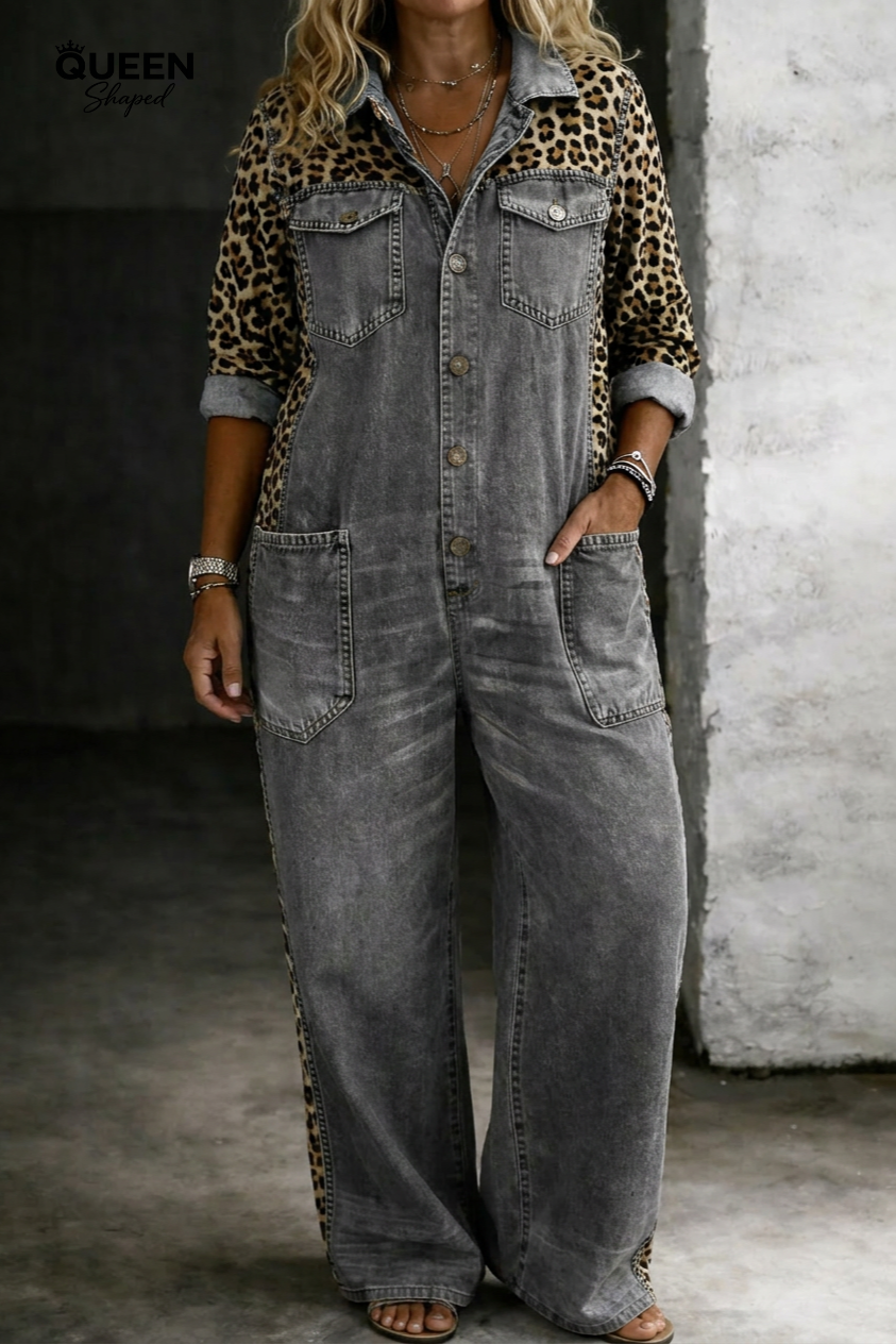 Amanda | One Piece Denim Shirt Jumpsuit