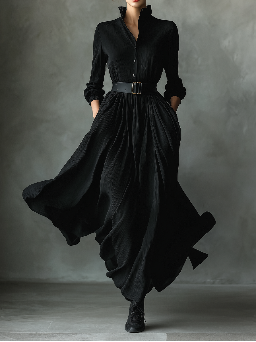 Elina | Textured Pleated Maxi Dress