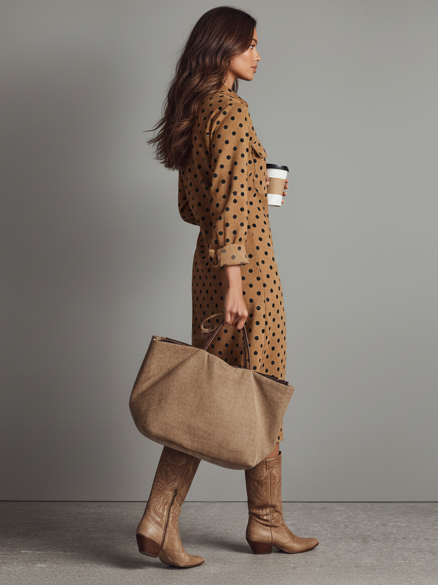 Sophie | Polka Dot Suede Shirt Dress