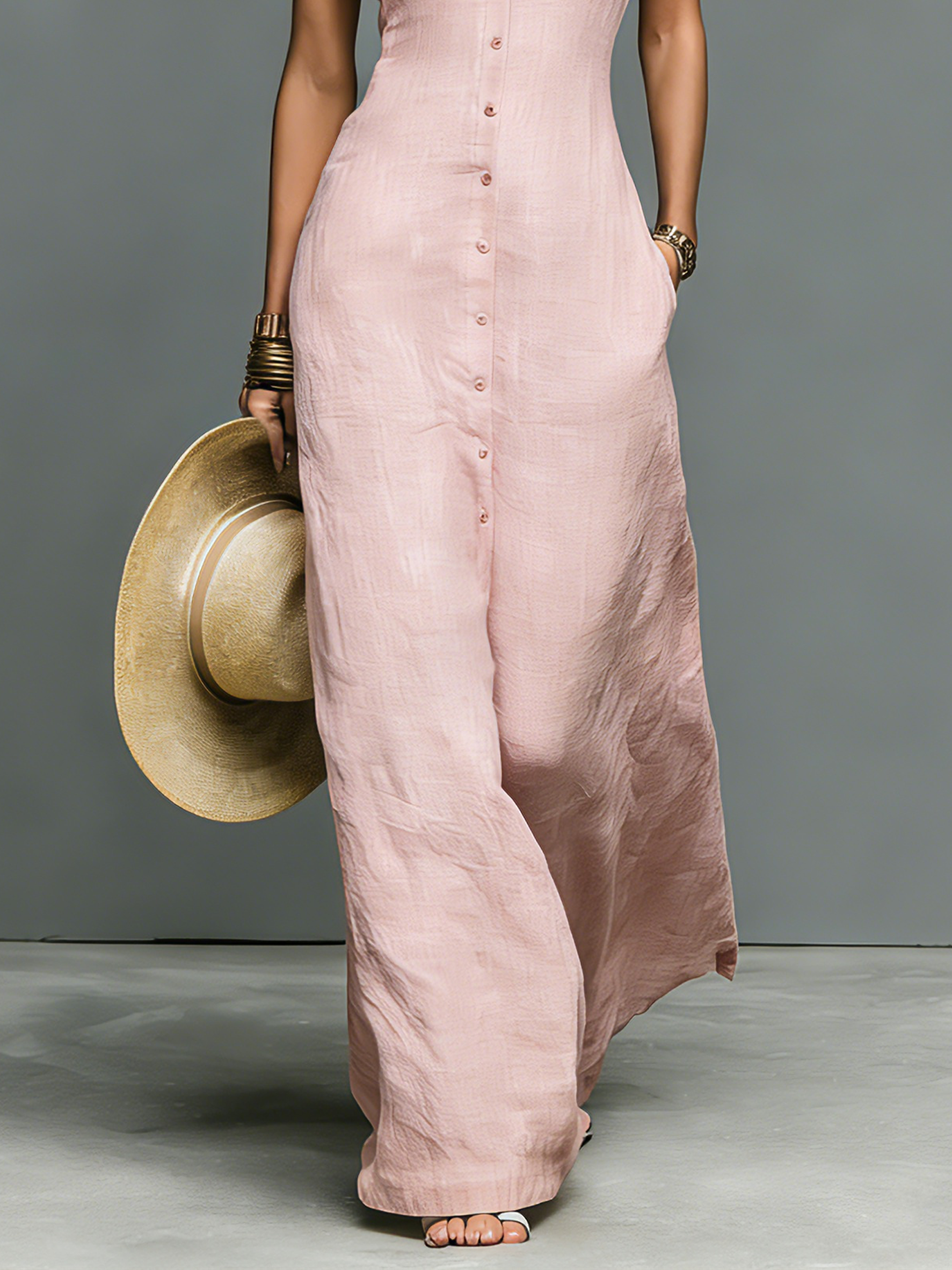 Elodie | Sleeveless Shirt Maxi Dress
