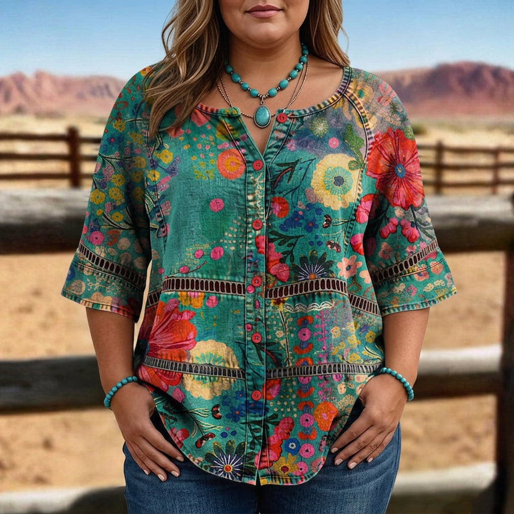 Esme™ | Vintage Floral Print Blouse