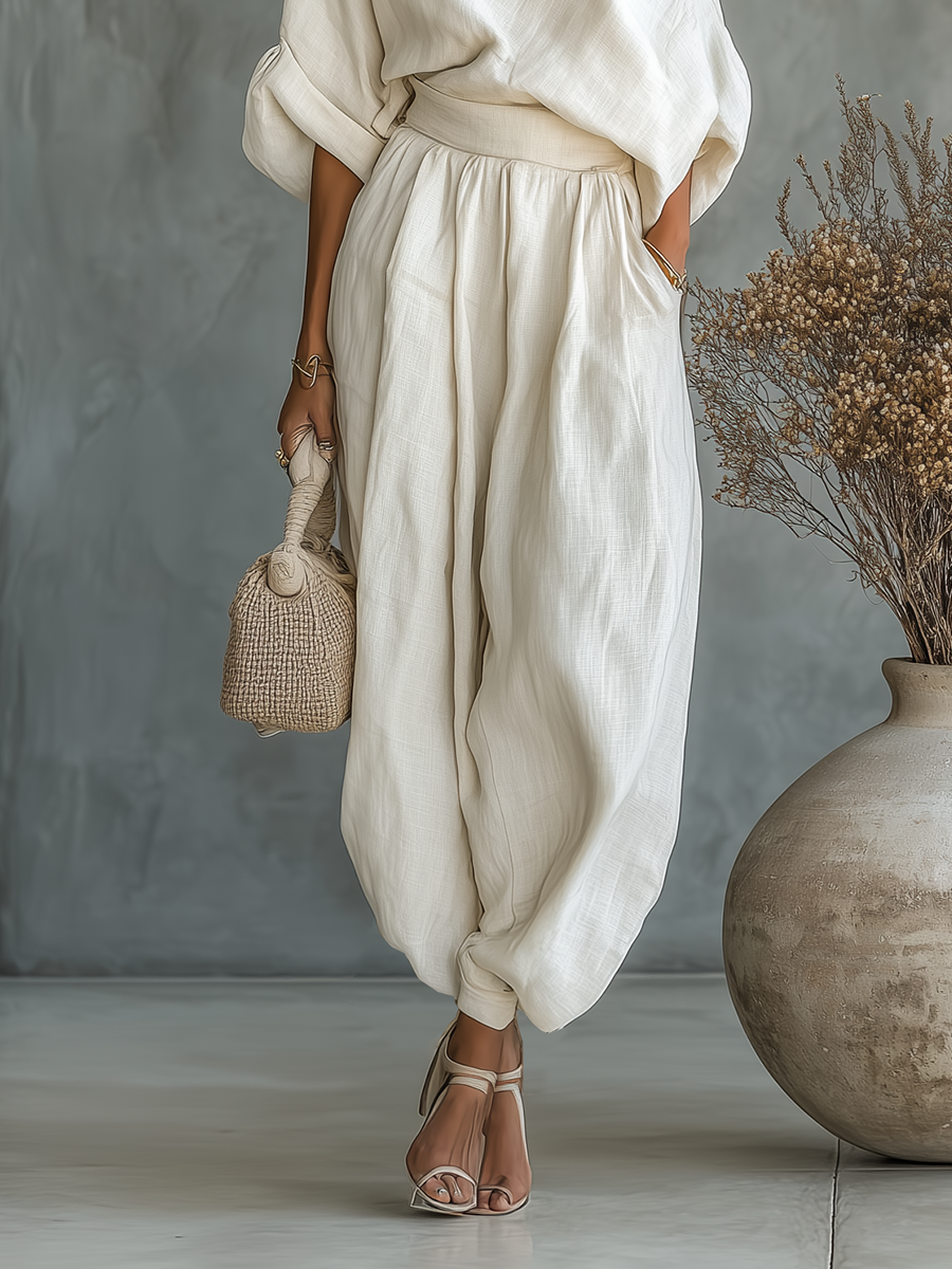 Evelina | Off-Shoulder Linen Pants Set