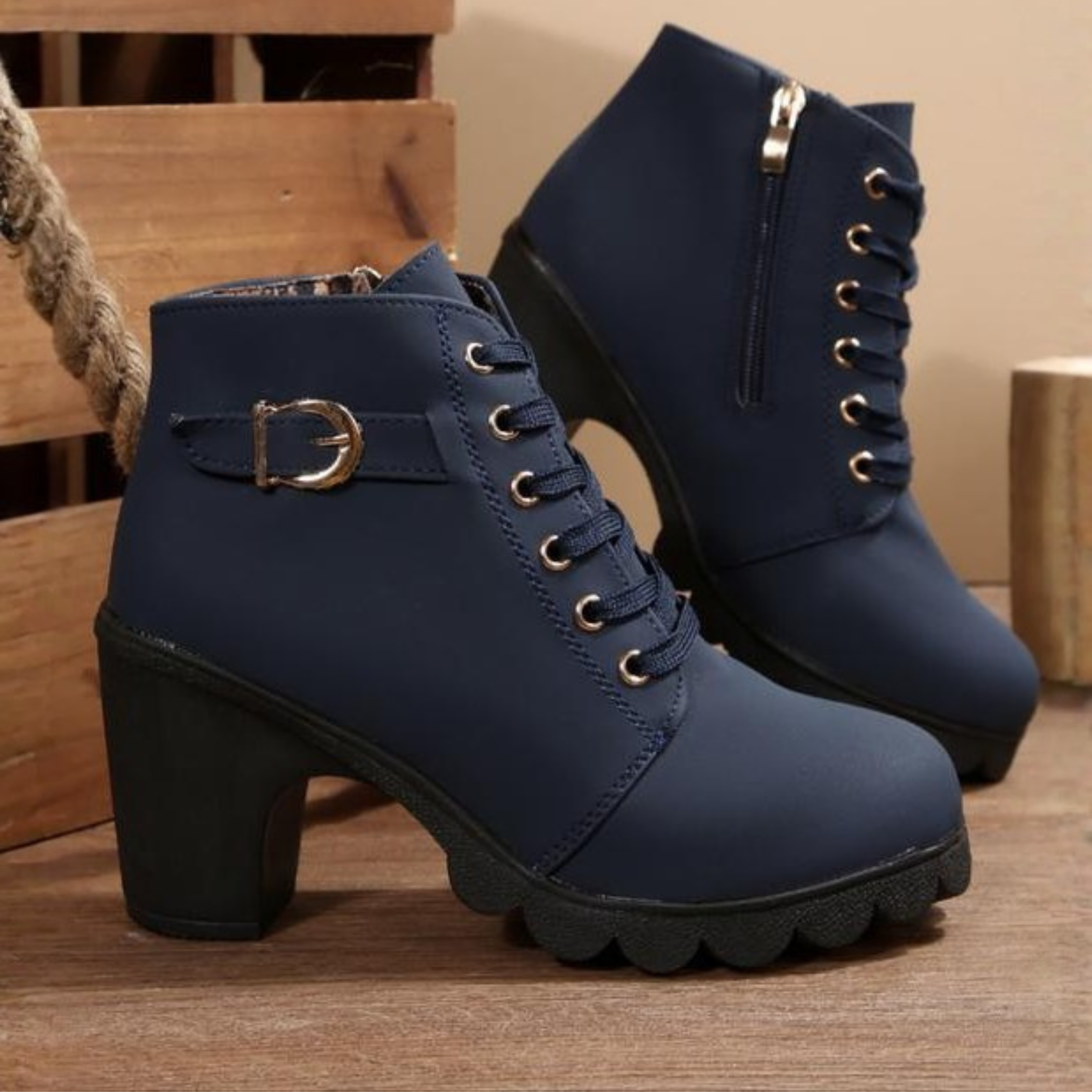 Katni | Buckled Chunky Ankle Boots