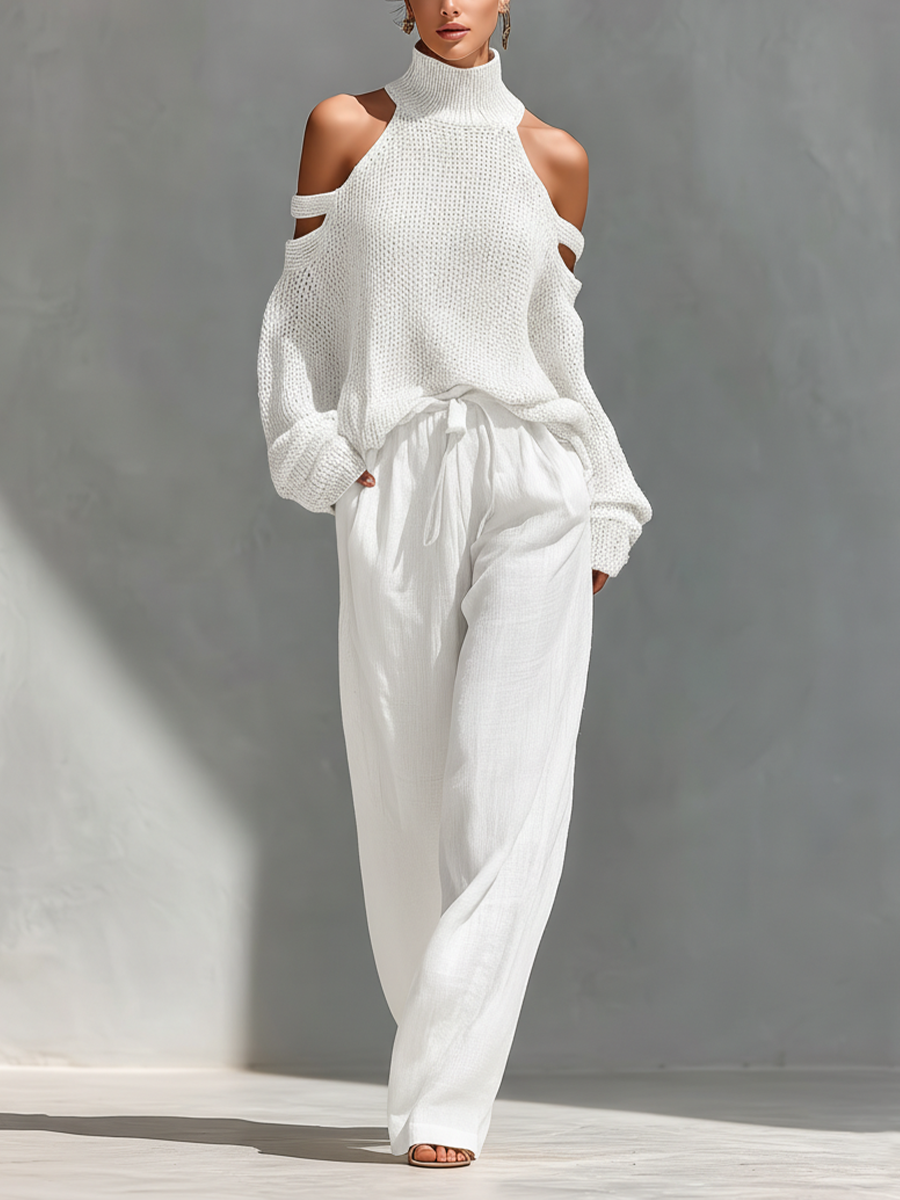 Nicole | Cold-Shoulder Wide-Leg Set