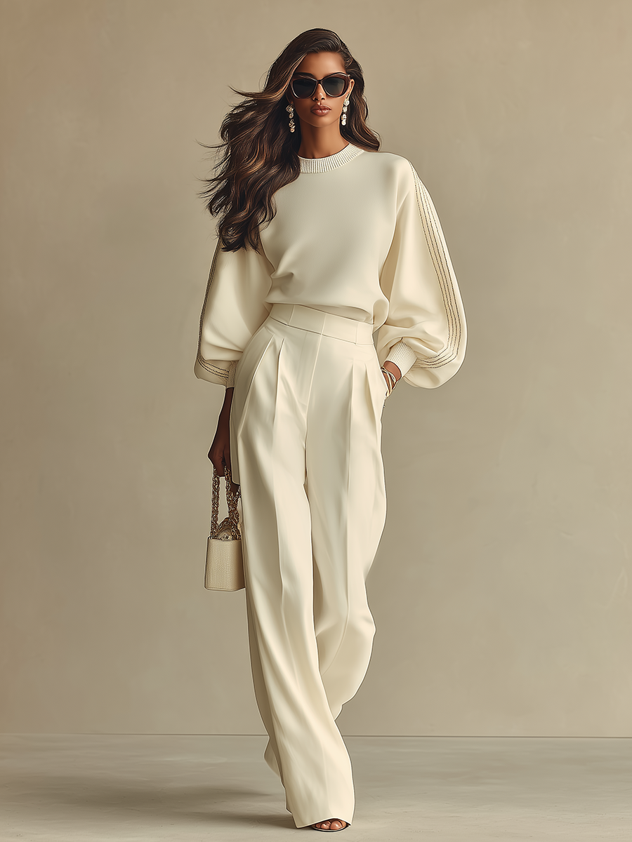 Ayla | Ivory Ribbed Two-Piece Set
