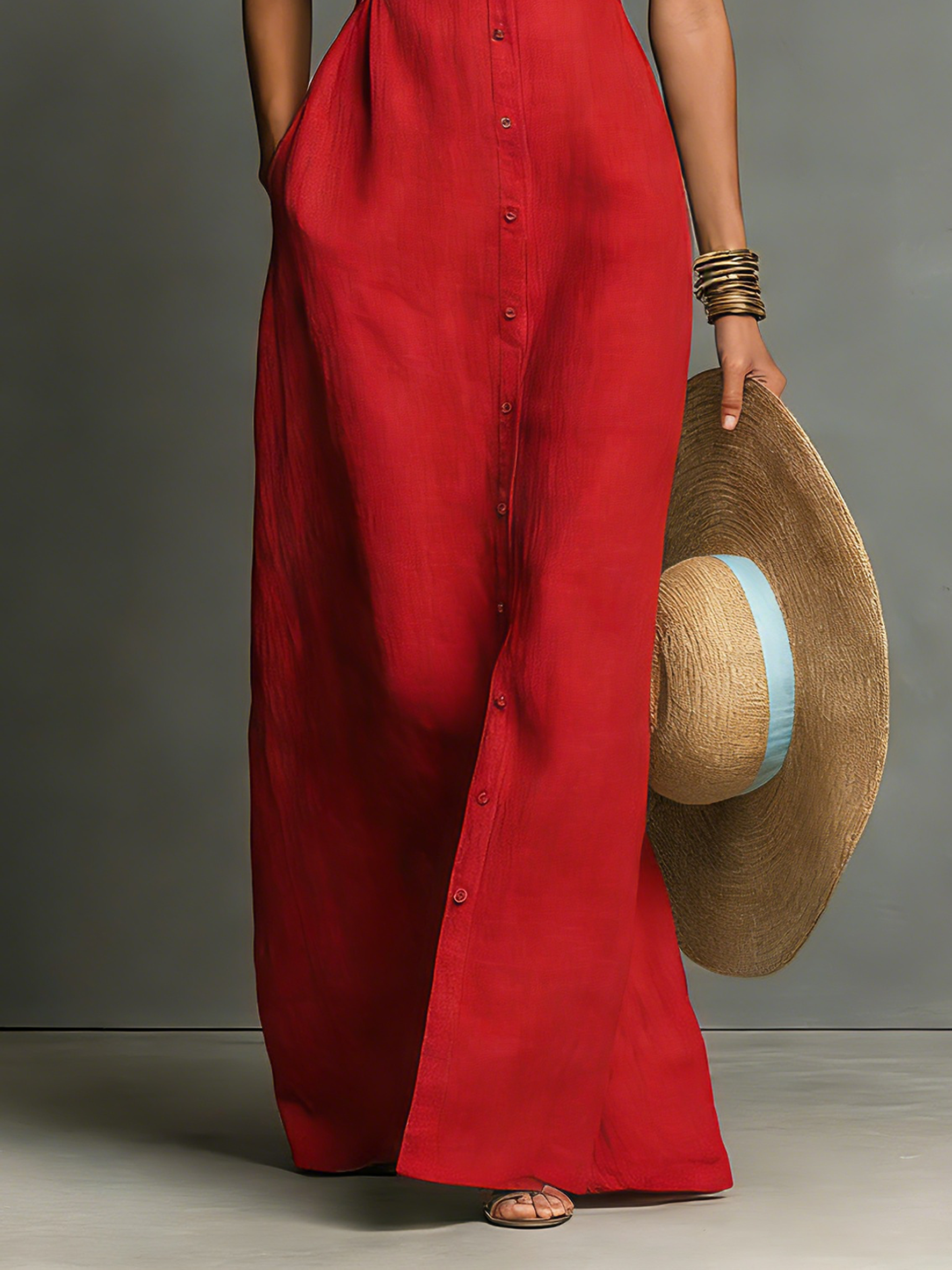 Juliette | Collared Sleeveless Maxi Dress