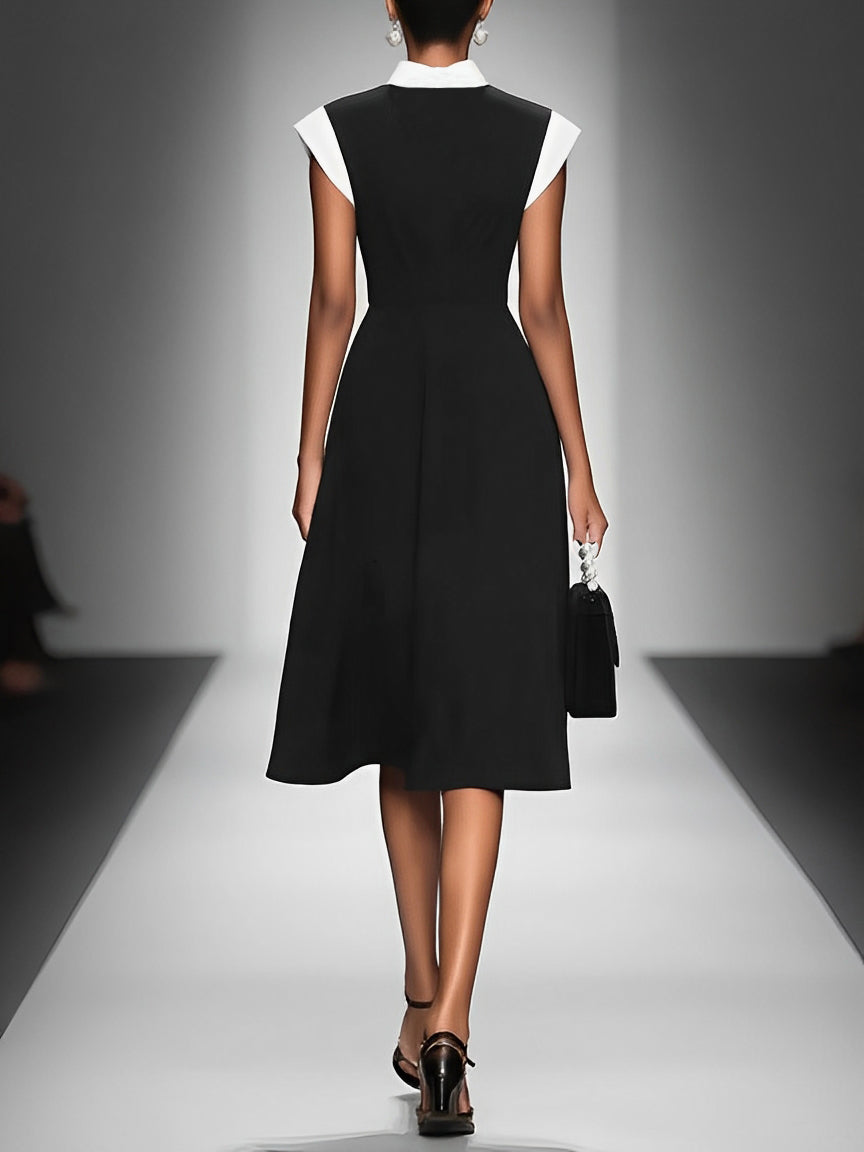 Elise | Colorblock Square-Neck Midi Dress