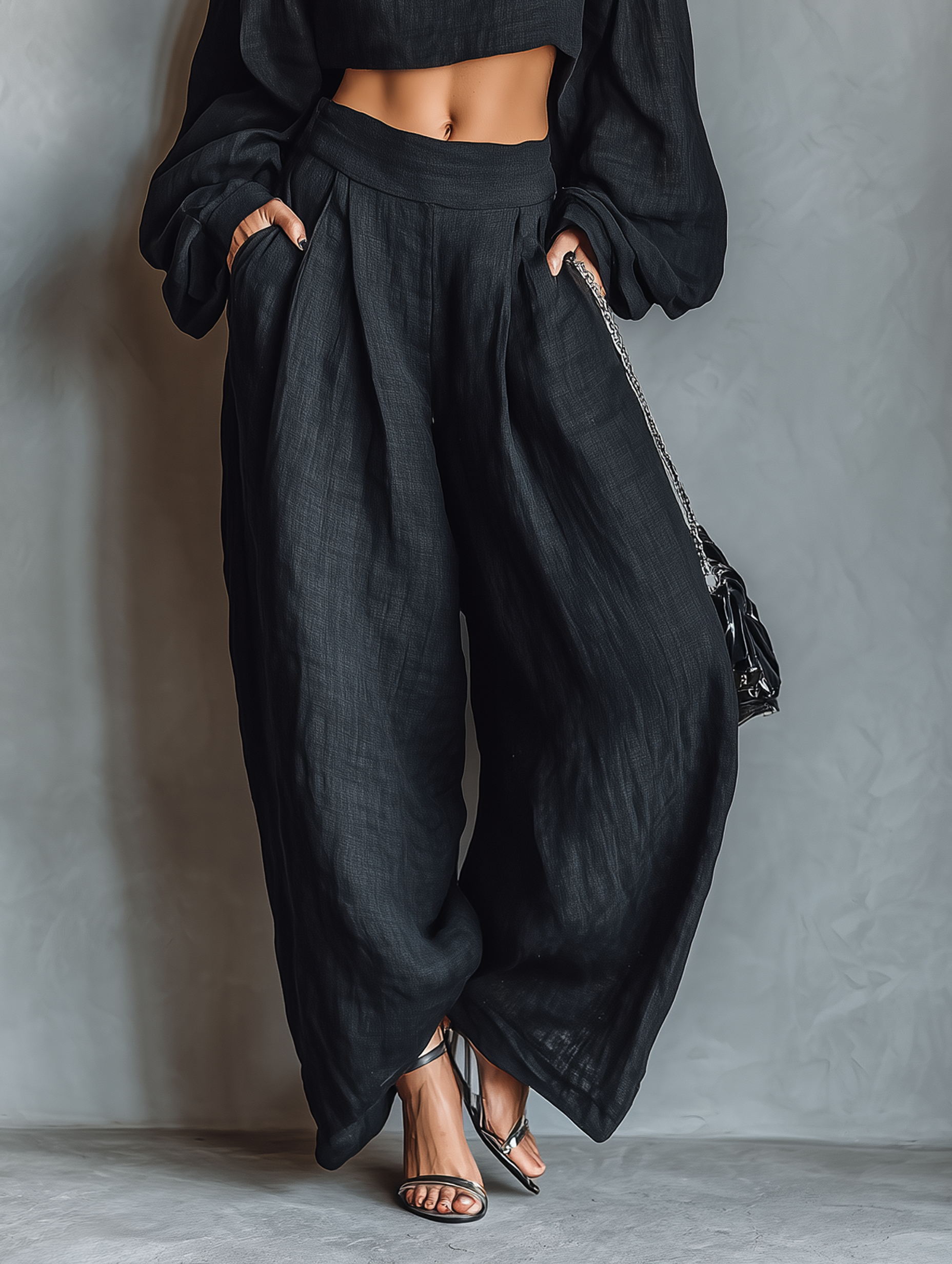 Thea | Strapless Linen Wide-Leg Set