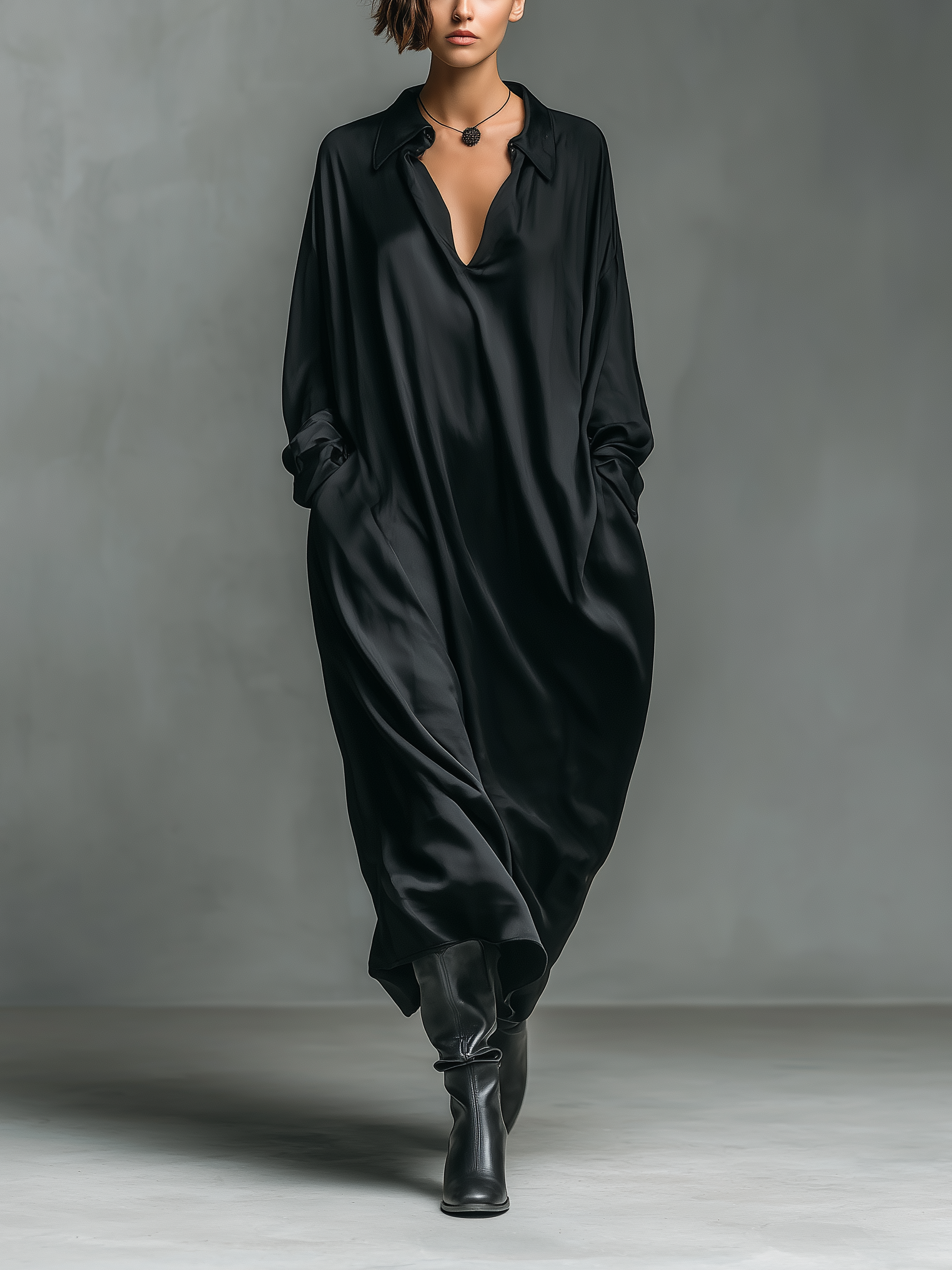 Nolwen | Glossy Satin Maxi Dress