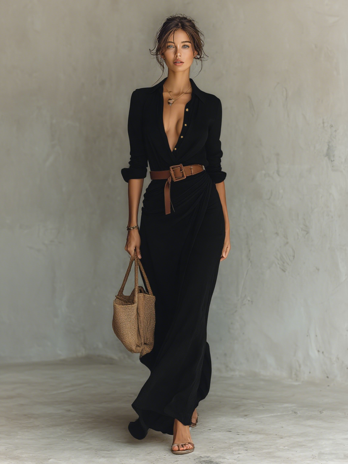 Lucia | Belted Lapel Maxi Dress