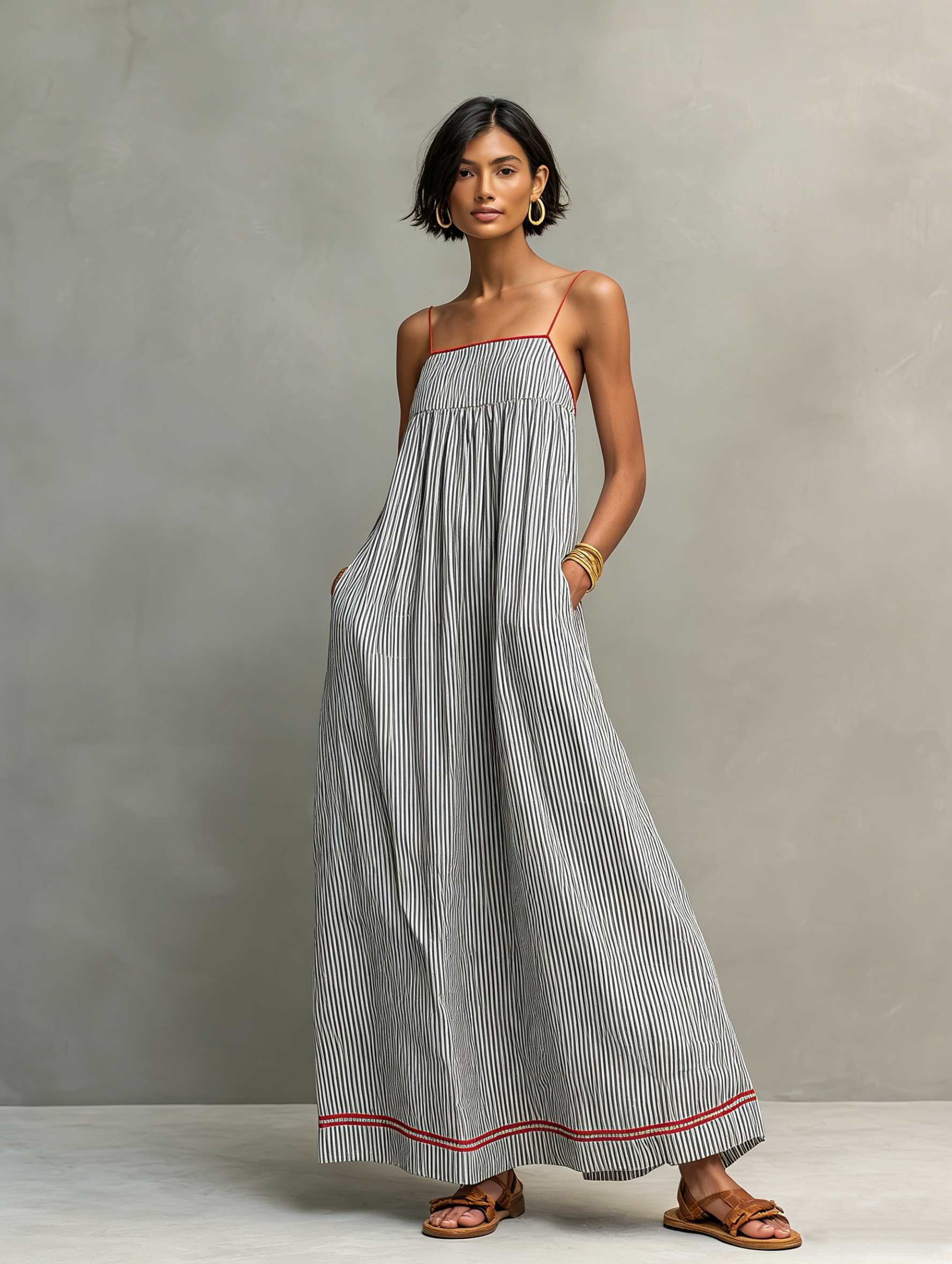 Lucia | Striped Spaghetti Strap Maxi Dress