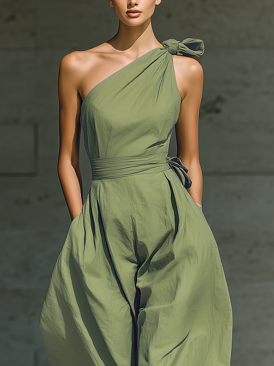 Olive | One-Shoulder Wide-Leg Jumpsuit