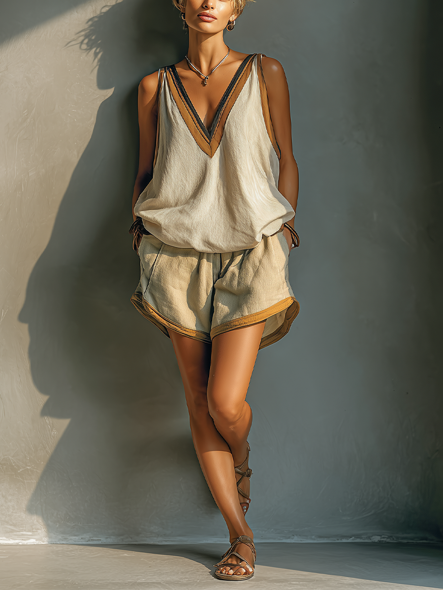 Colette | Contrast Trim Shorts Set