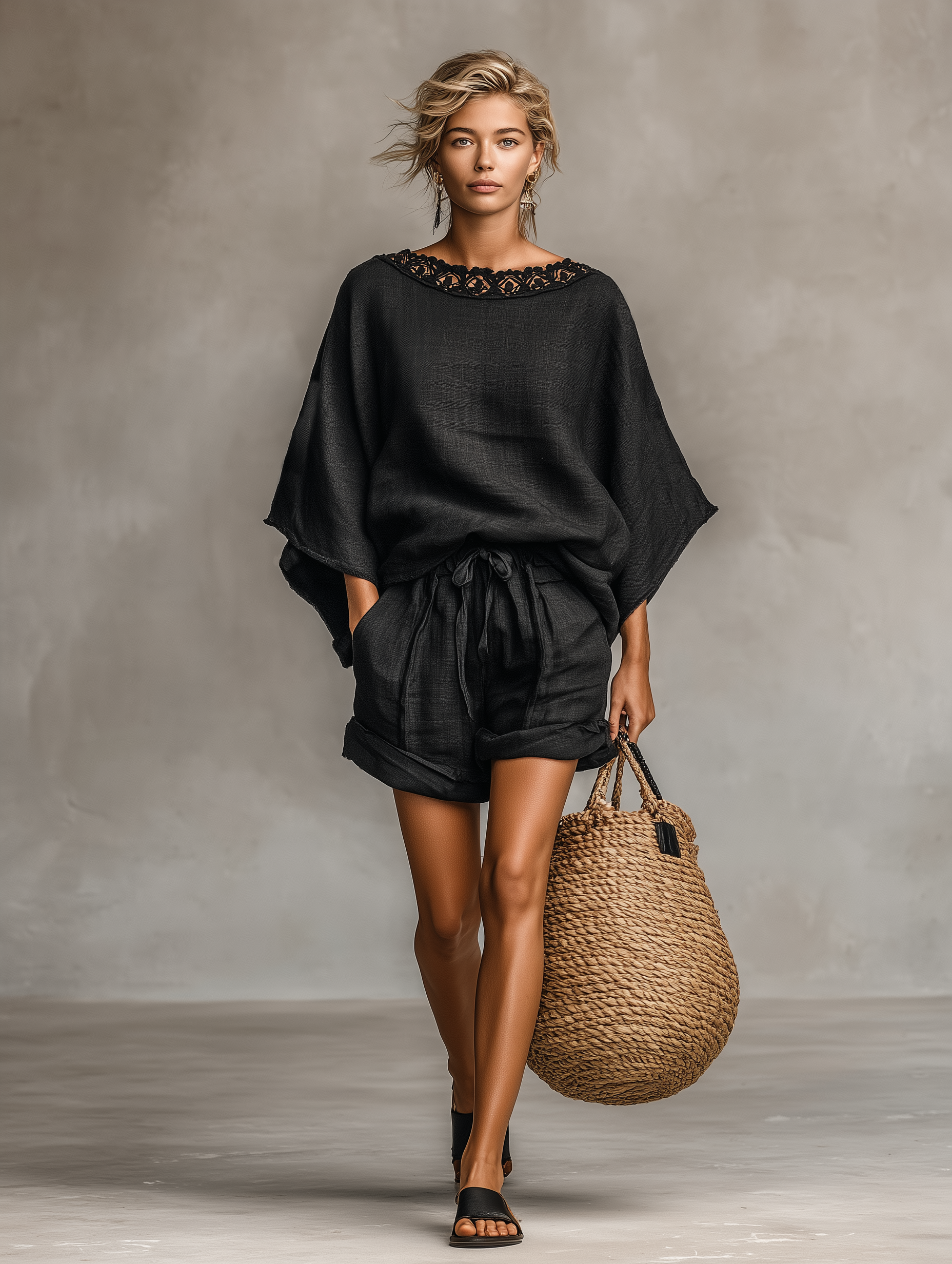 Mila | Lace Boat Neck Shorts Set