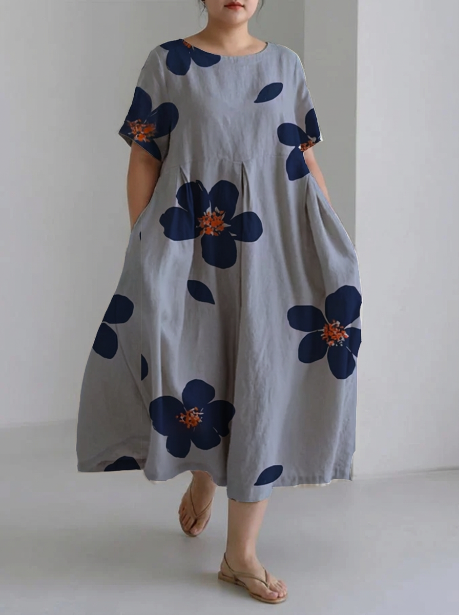 Isabella | Spring and Summer Casual Loose Round Neck Floral Skirt Dress