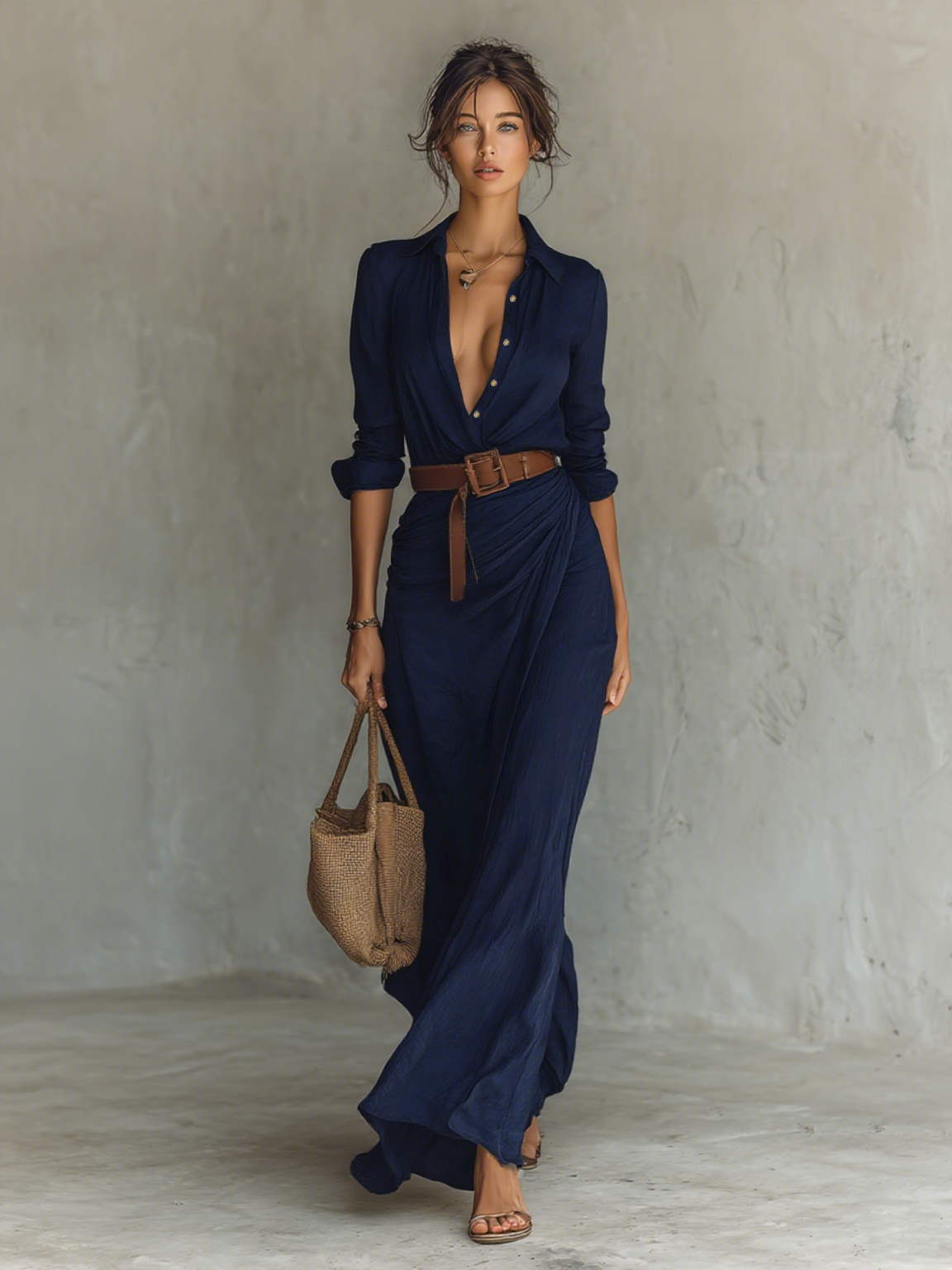 Lucia | Belted Lapel Maxi Dress