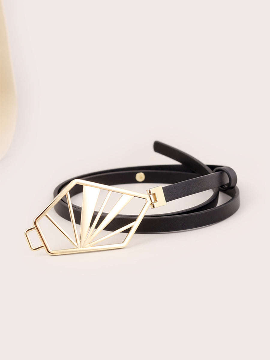 Elodie | Brown Geometric Leather Belt