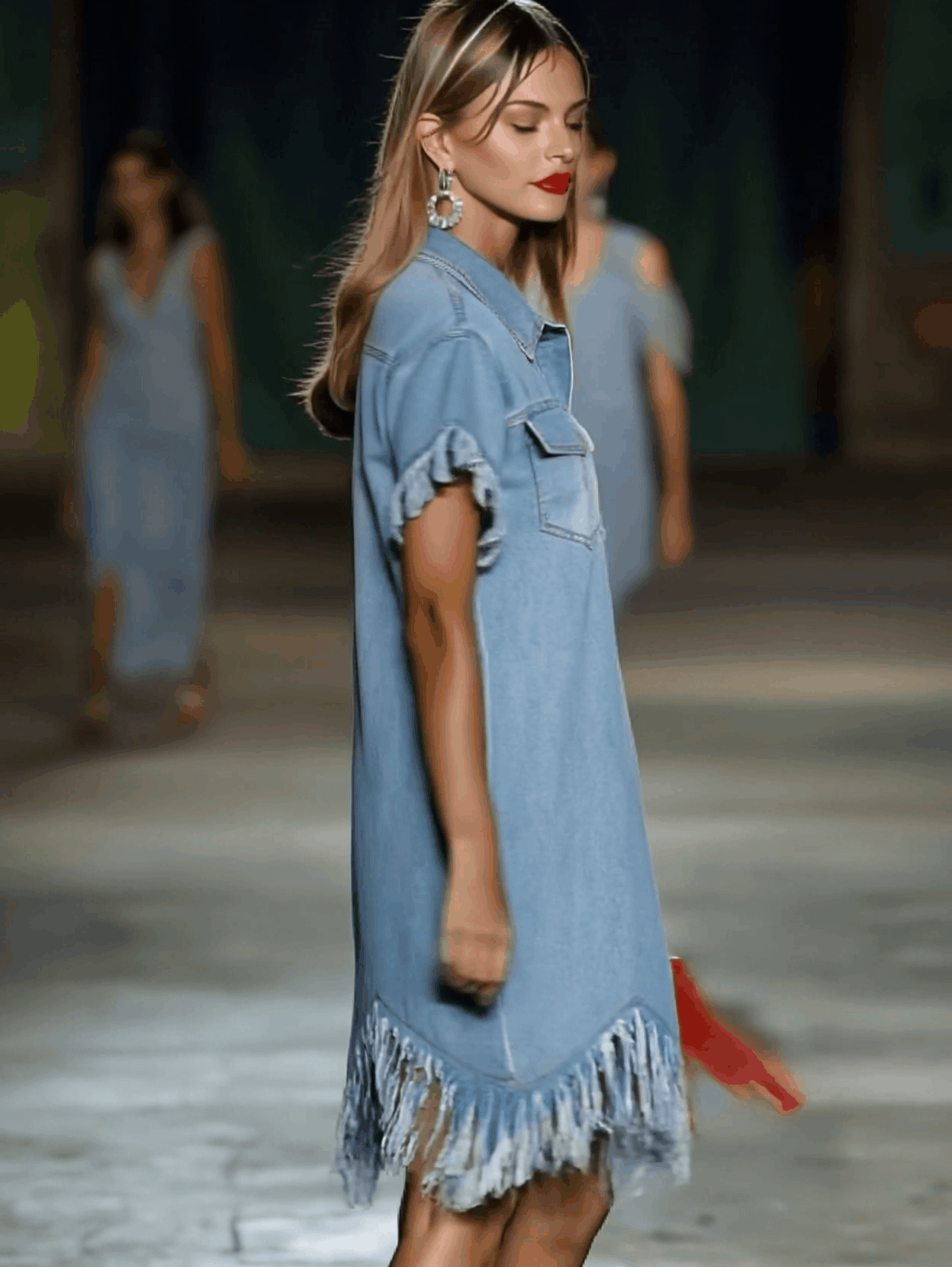 Georgia | Denim Tassel Mini Dress