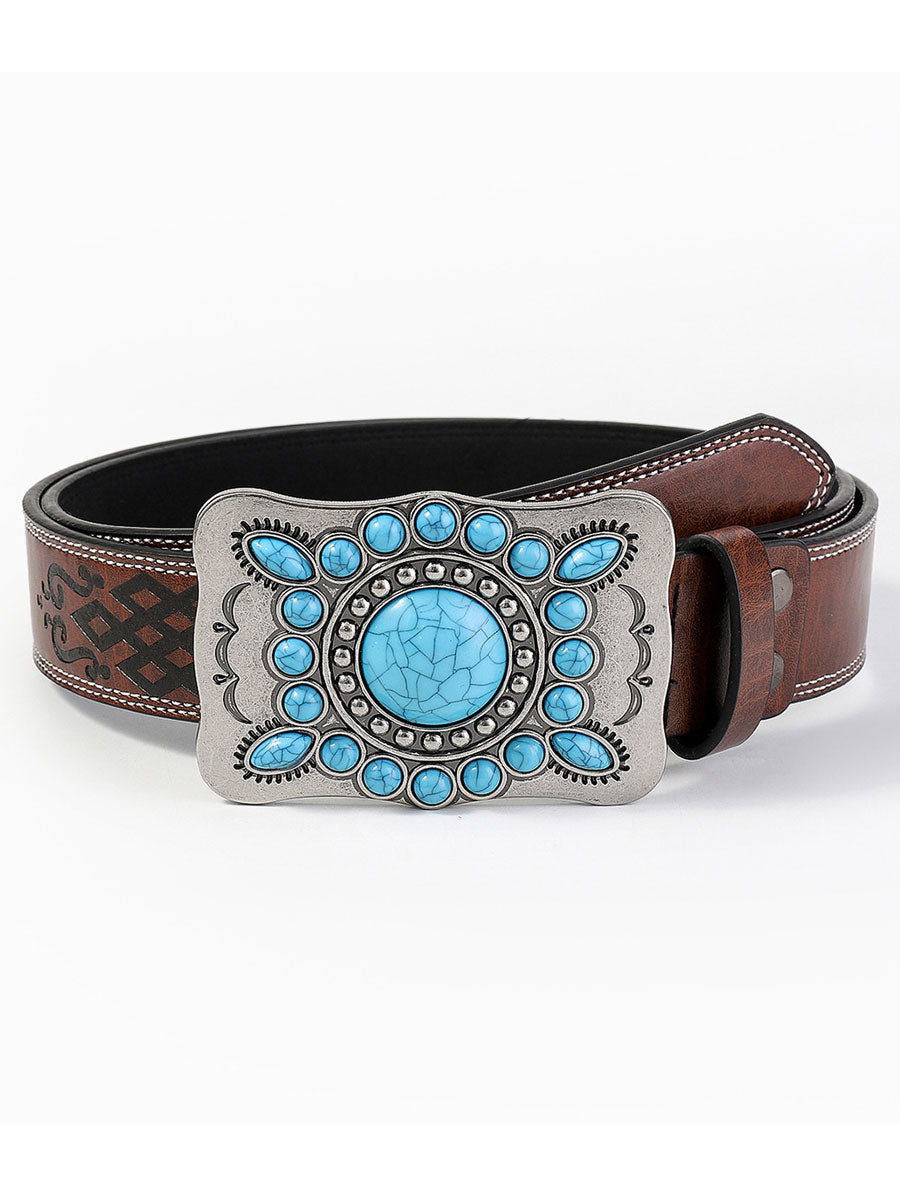 Camille | Gem Flower Leather Belt