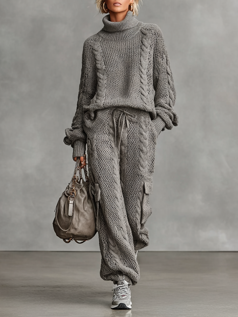 Monroe | Cable Knit Cargo Pants Set