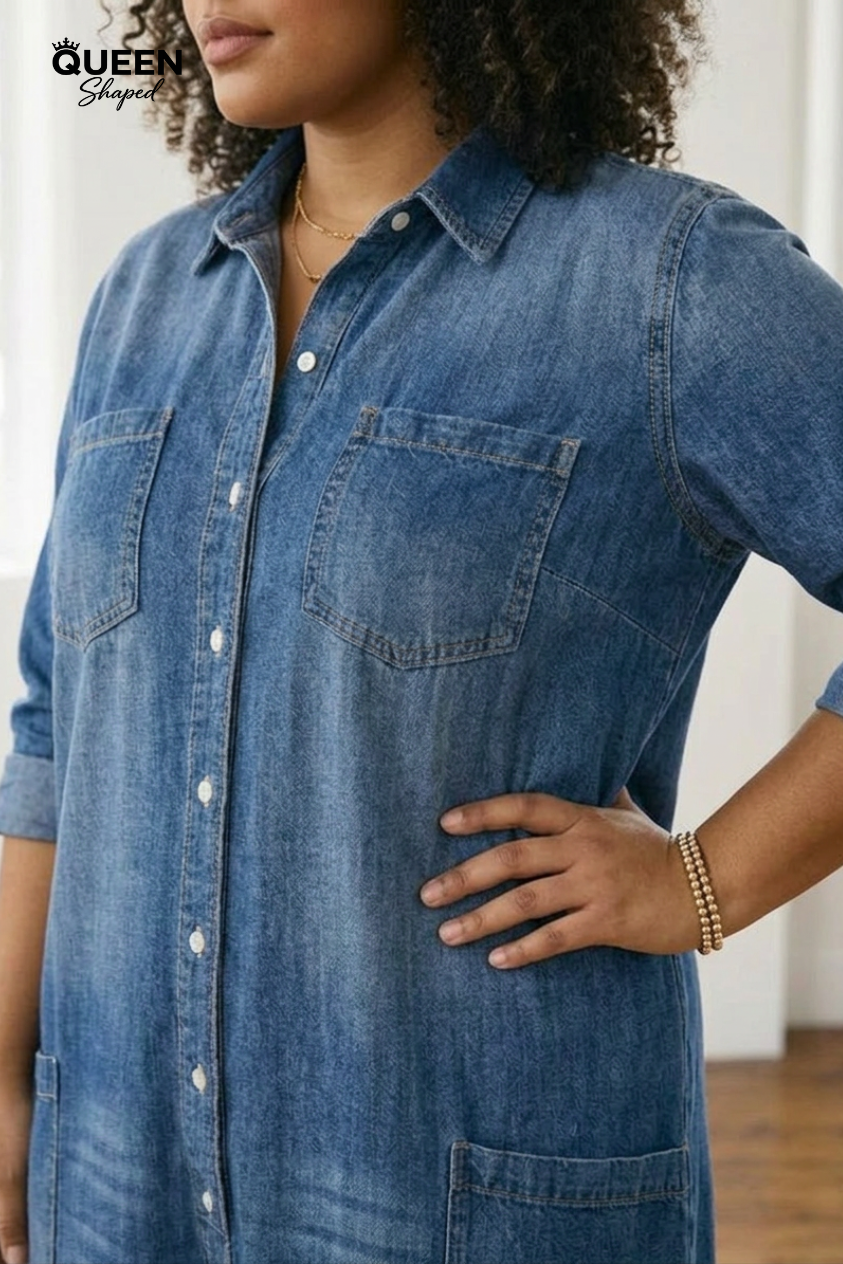 Diana | Vintage Washed Soft Cotton Denim Jumpsuit with Button Closure