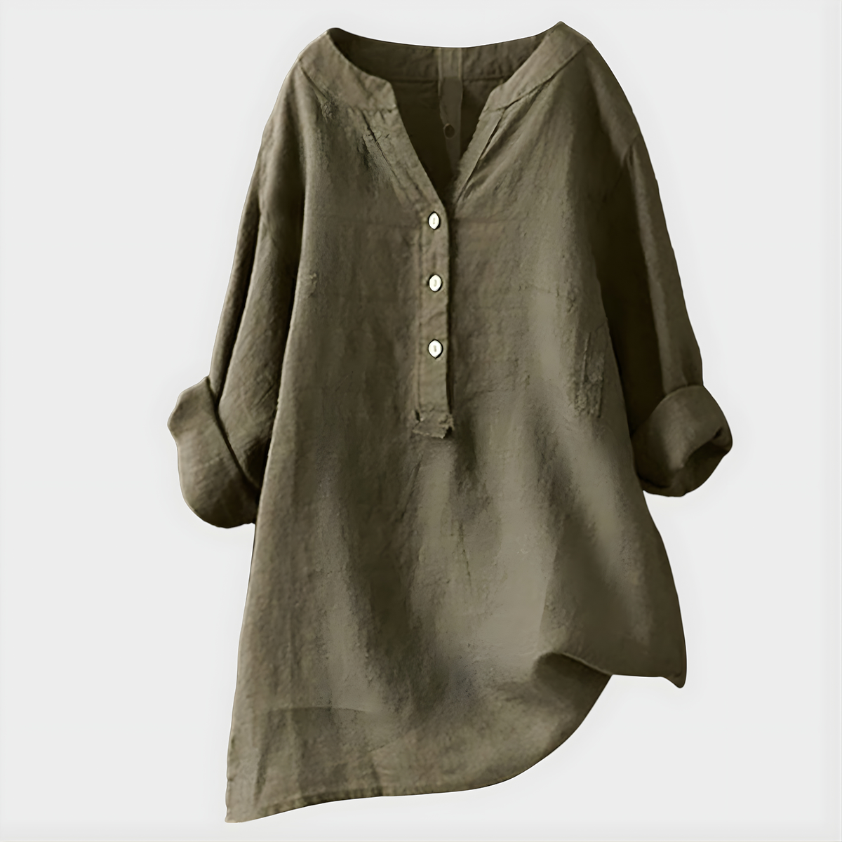 Veronique™ | Breathable Cotton-Linen V-Neck Blouse