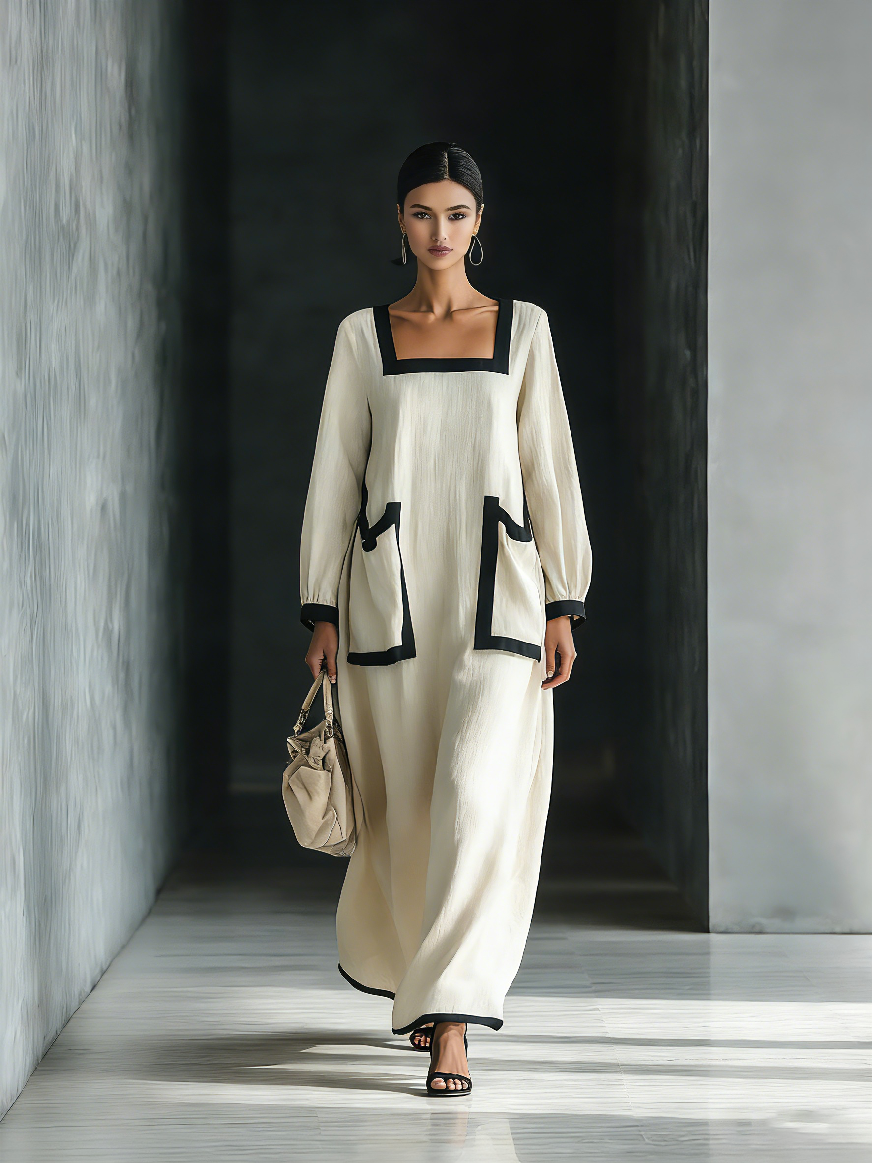Lucia | Square-Neck Linen Maxi Dress