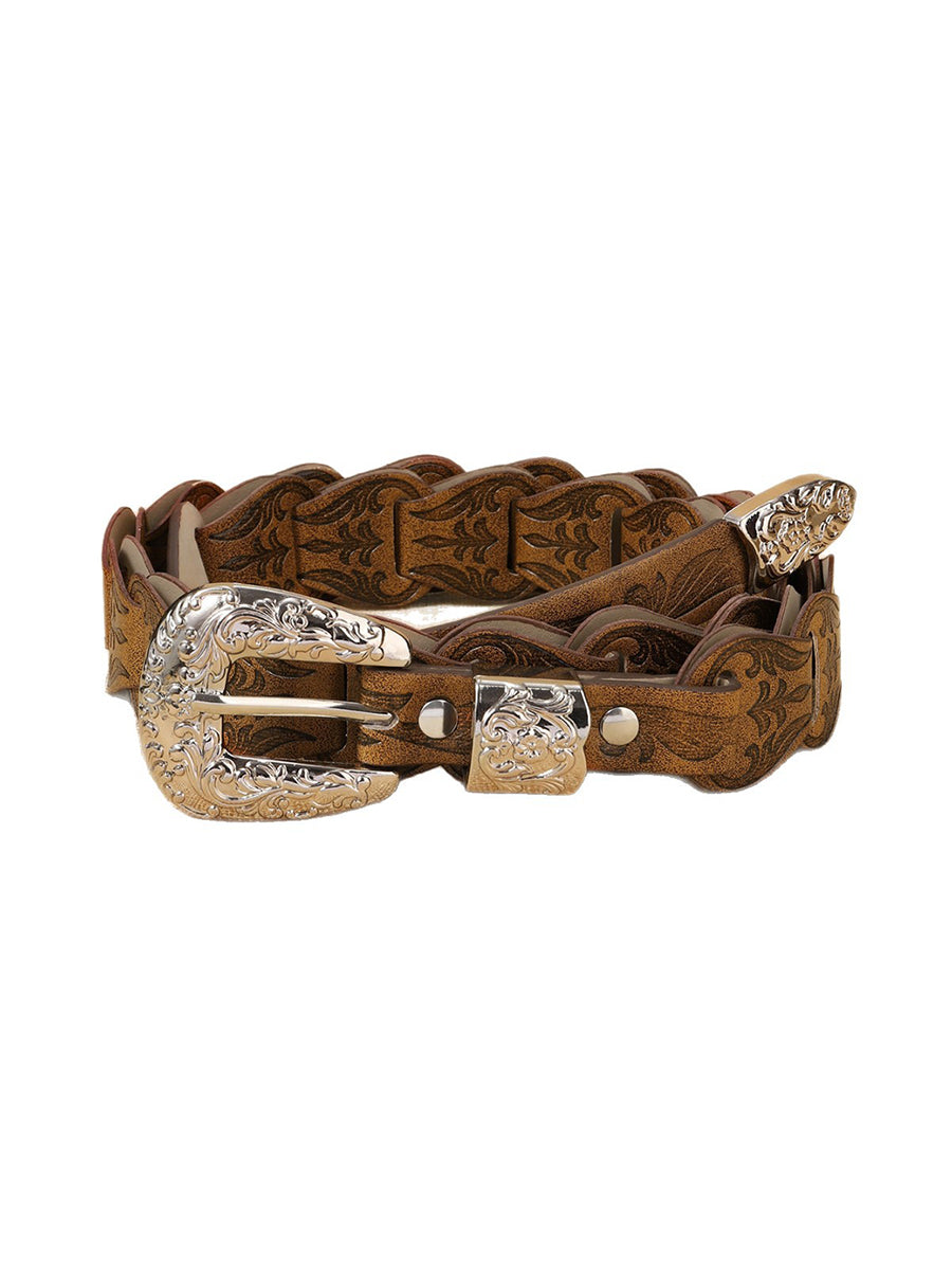 Rosalie | Western Floral Embossed Belt