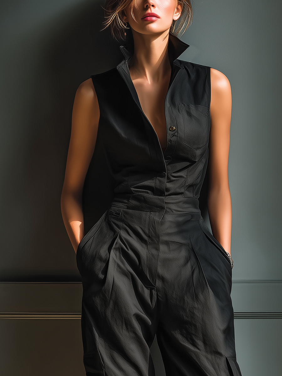 Nora | Sleeveless Cargo Jumpsuit