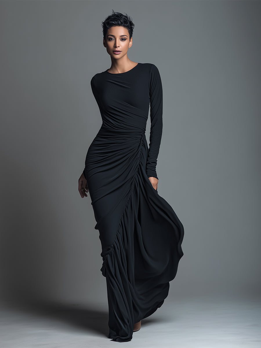 Selene | Ruched Knit Maxi Dress