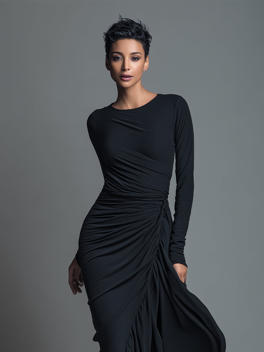 Selene | Ruched Knit Maxi Dress