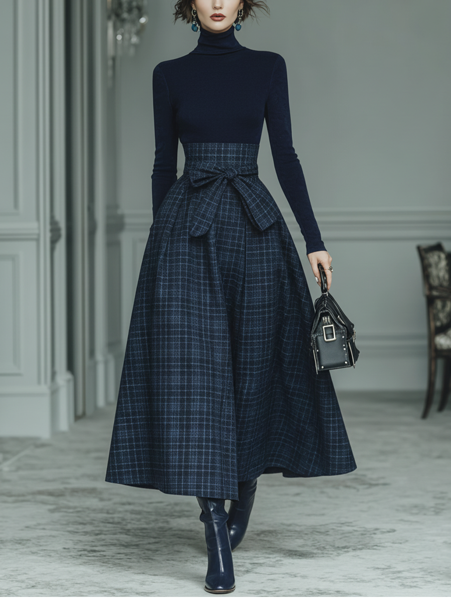 Monroe | Dark Blue Knit Skirt Set