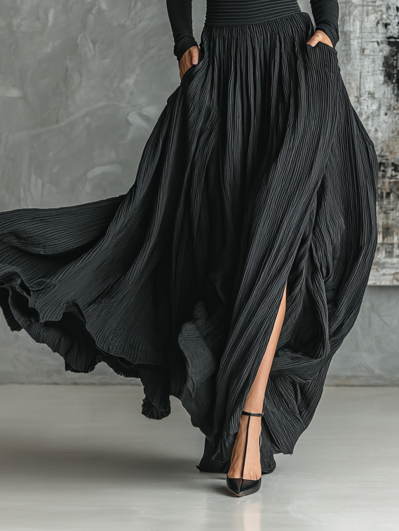 Audrey | Black Turtleneck Skirt Set
