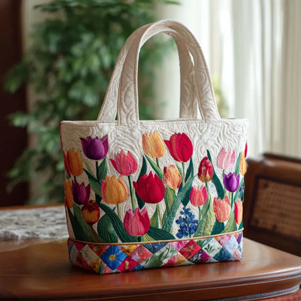 Tulip Garden | Quilted Tote Bag