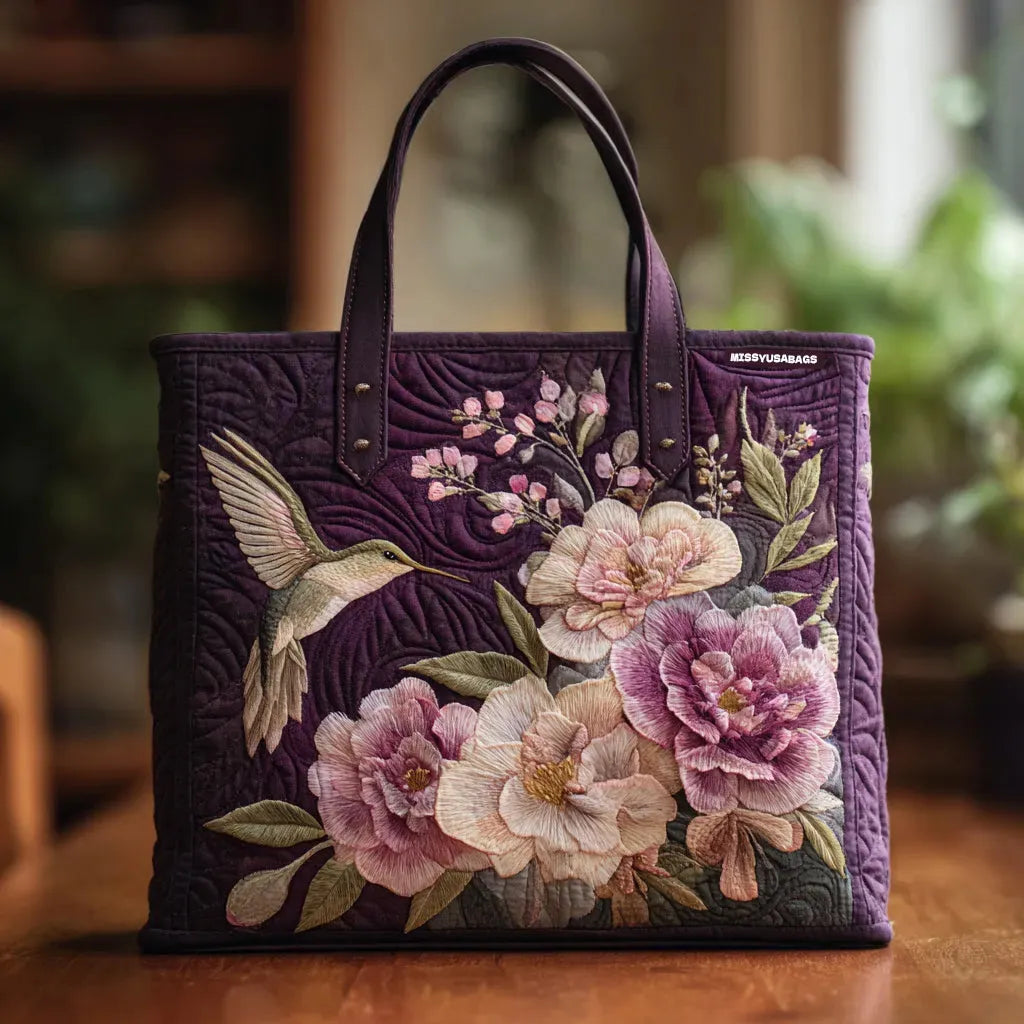 Orchid | Hummingbird Quilted Tote