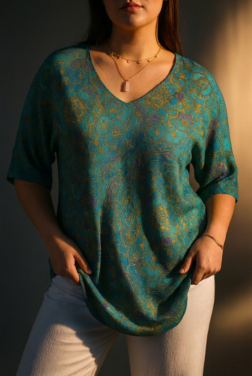 Women's Retro Art Print Casual Pullover Knit