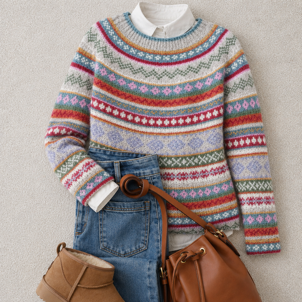 Mila™ | Colourful Nordic Knit Sweater