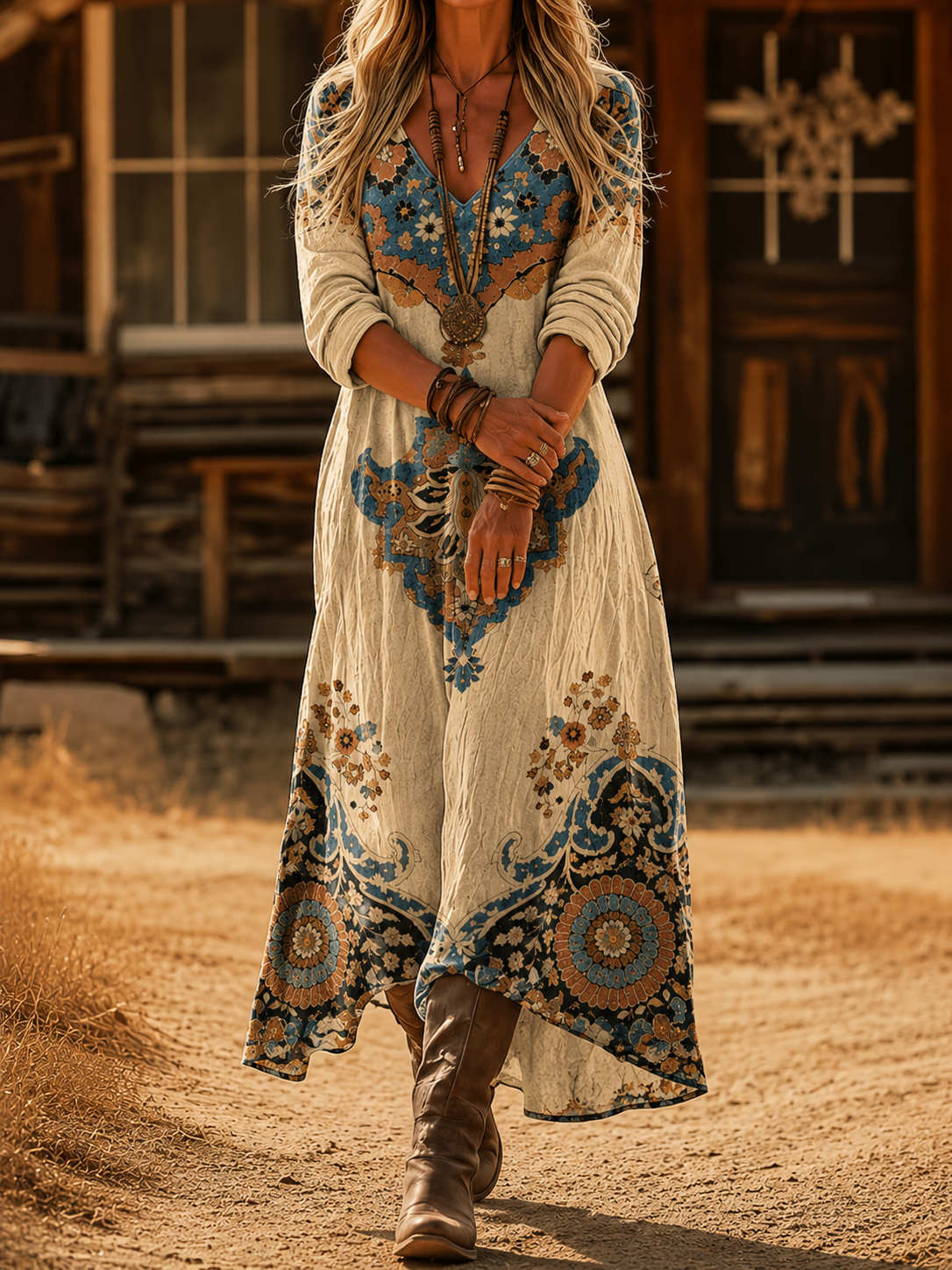 Clarimora | Bohemian Autumn Dress