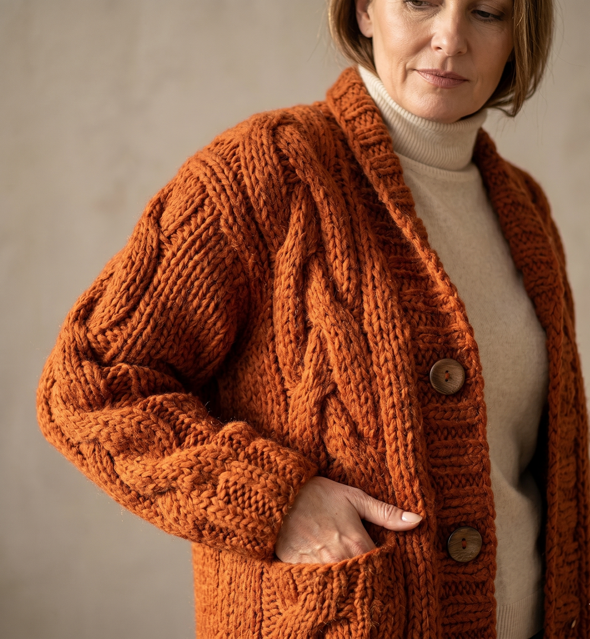 Alessia™ | Elegant Cable Knit Coat – product image 6
