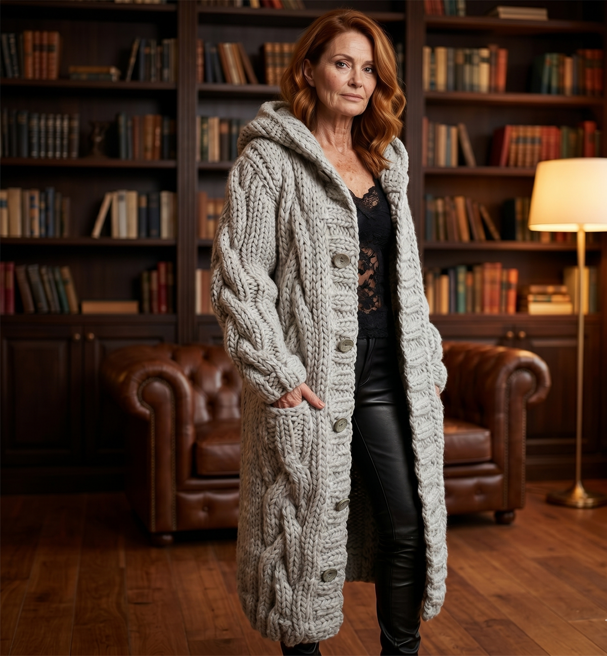 Alessia™ | Elegant Cable Knit Coat – product image 3