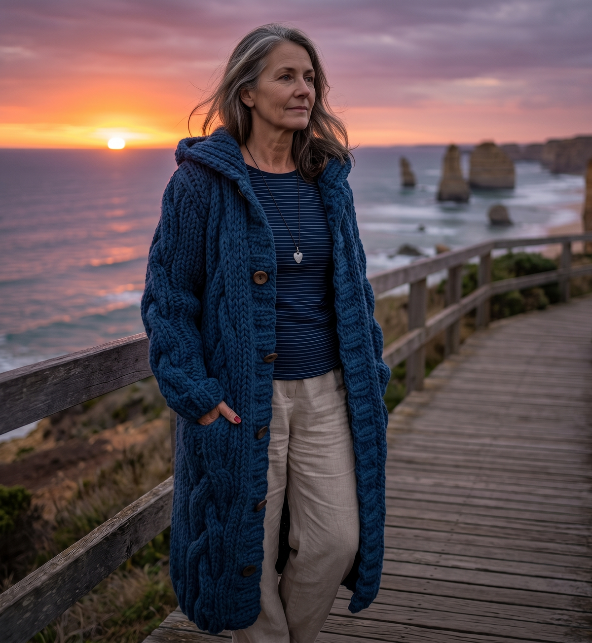 Alessia™ | Elegant Cable Knit Coat – product image 1