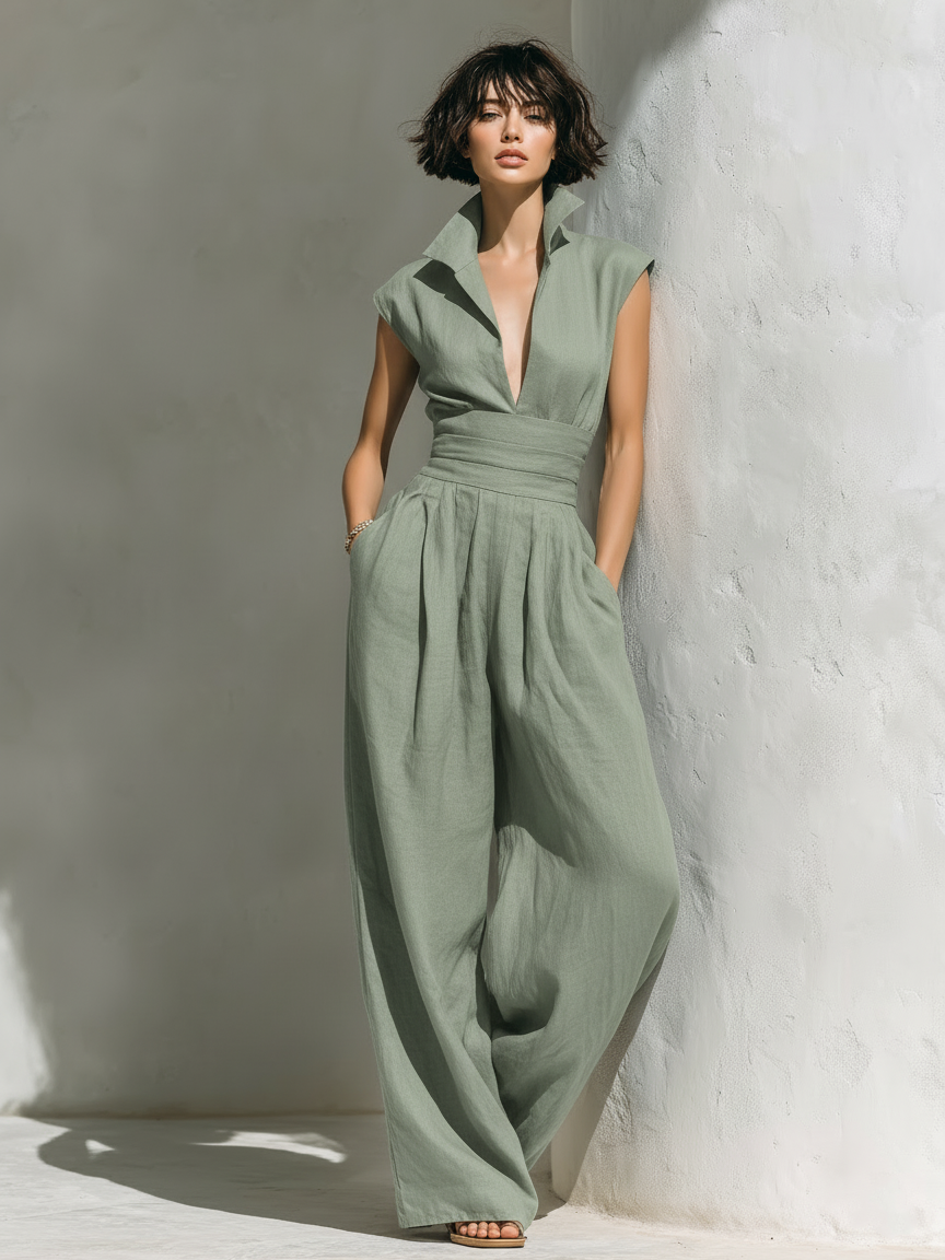 Amelie | Cap Sleeve Wide-Leg Jumpsuit