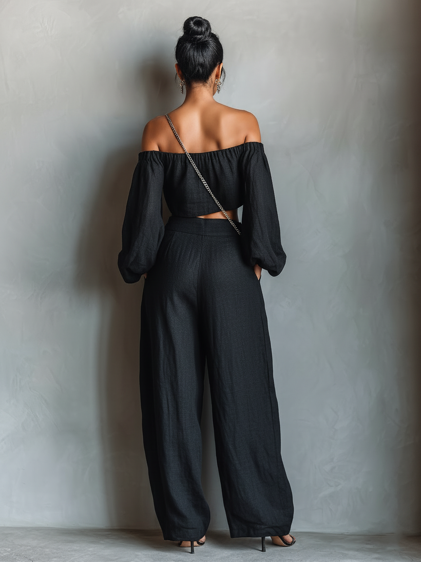 Thea | Strapless Linen Wide-Leg Set