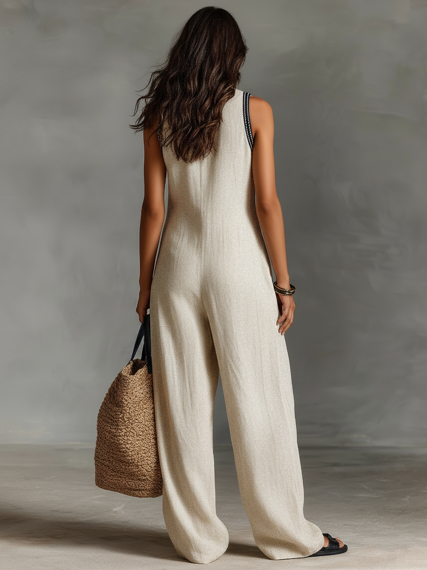 Serena | Embroidered Stand-Collar Jumpsuit