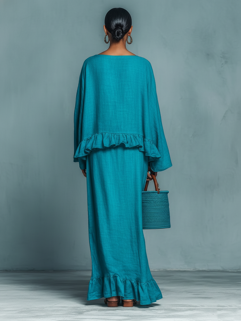 Thea | Linen Blouse & Skirt Set