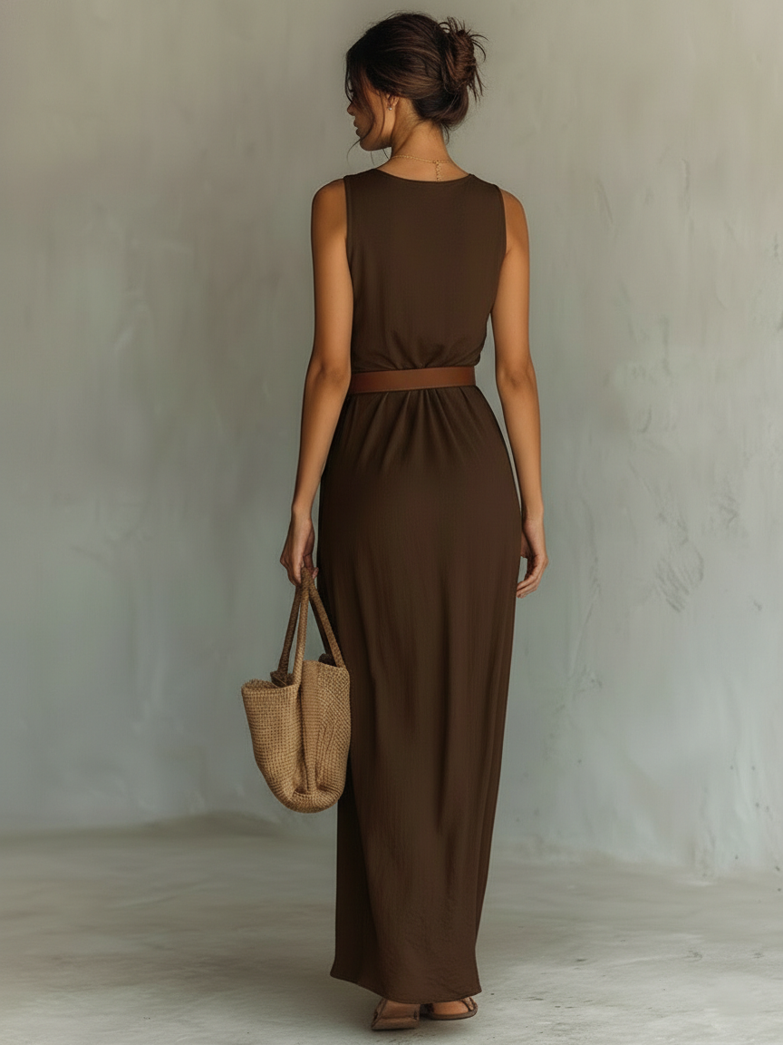 Nolwen | Cowl Neck Belted Maxi Dress